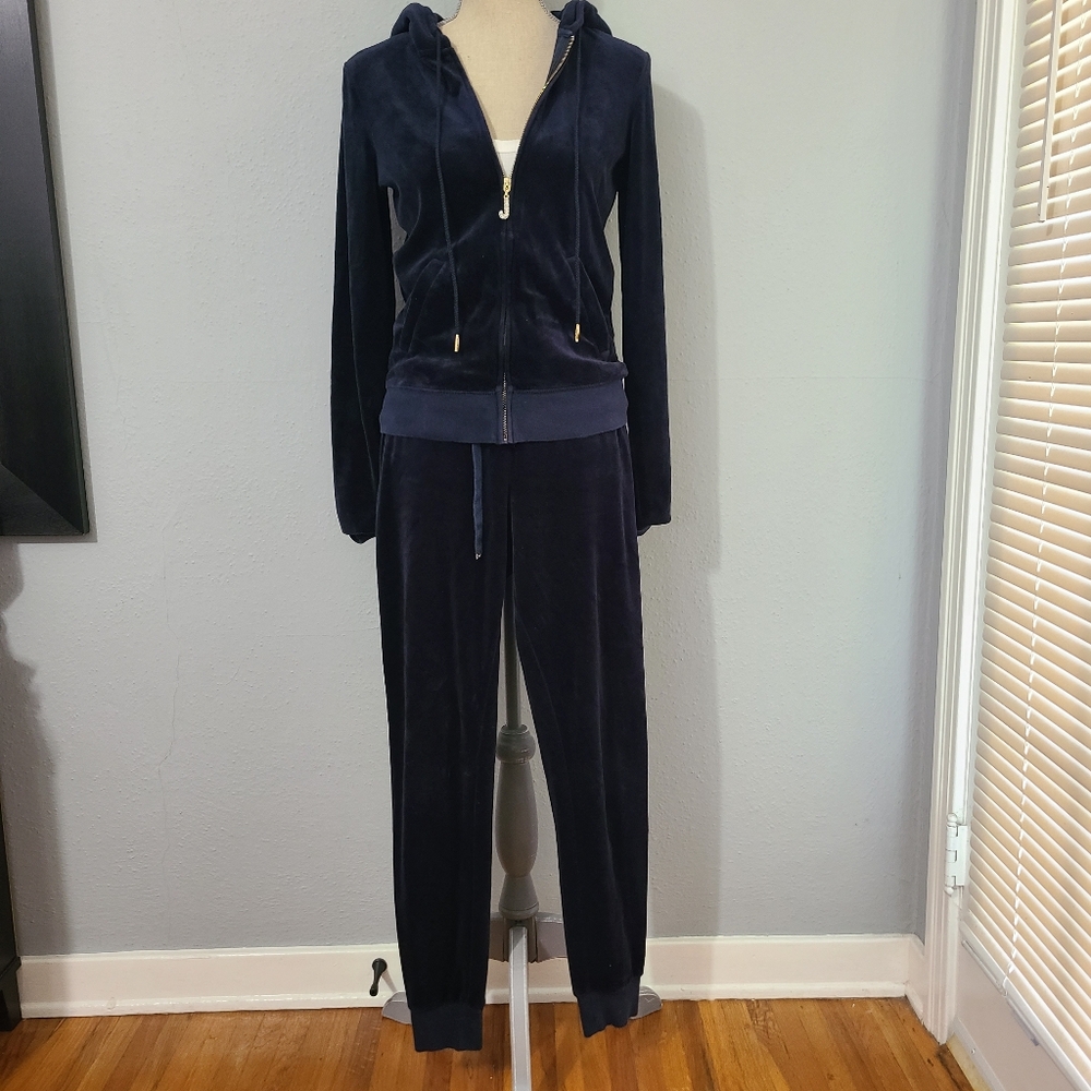 Juicy Couture Dark Blue Track Suit Jacket Size‎ Large Pants Size XS